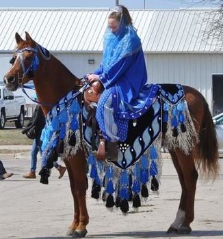 Amy's daughter with horse in Native Arabian costume
